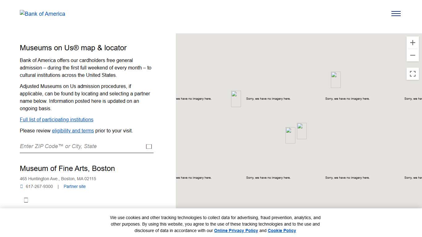 Museums on Us Map & Location Finder - Bank of America